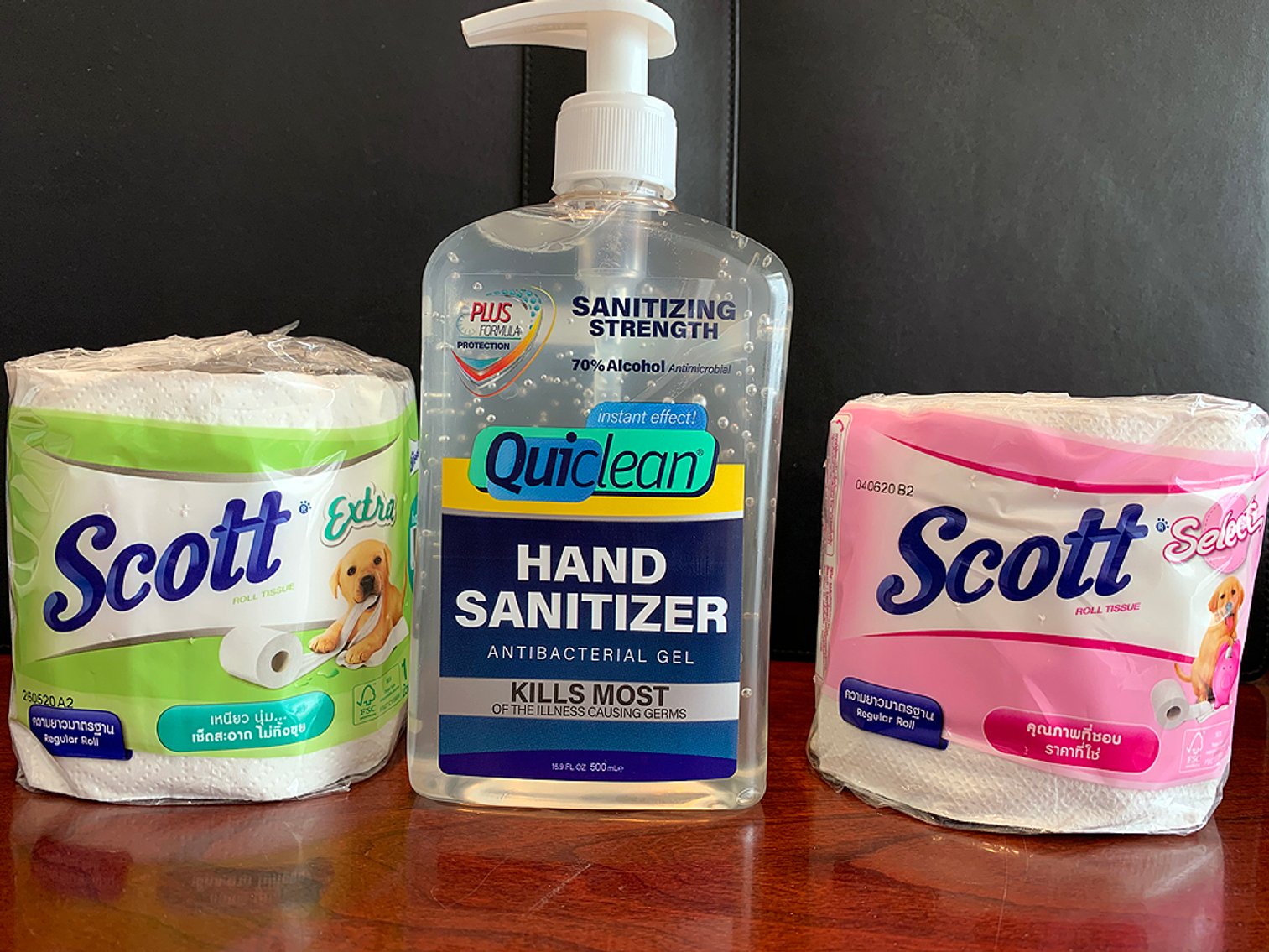 Image for Scott Bath Tissue, Quiclean Hand Sanitizer, PPE & Rose Scented Cleaning Wipes