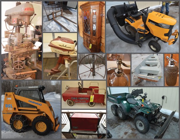 MOVING SALE: SKIDSTEER, ATV, LAWN TRACTORS, TOOLS & FURNITURE