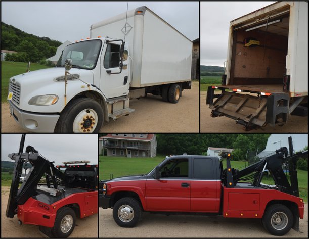 2005 FREIGHTLINER BUSINESS CLASS M2 100 & 2006 GMC 3500 TOW TRUCK