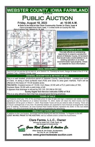 Image for Webster County, IA Land Auction!