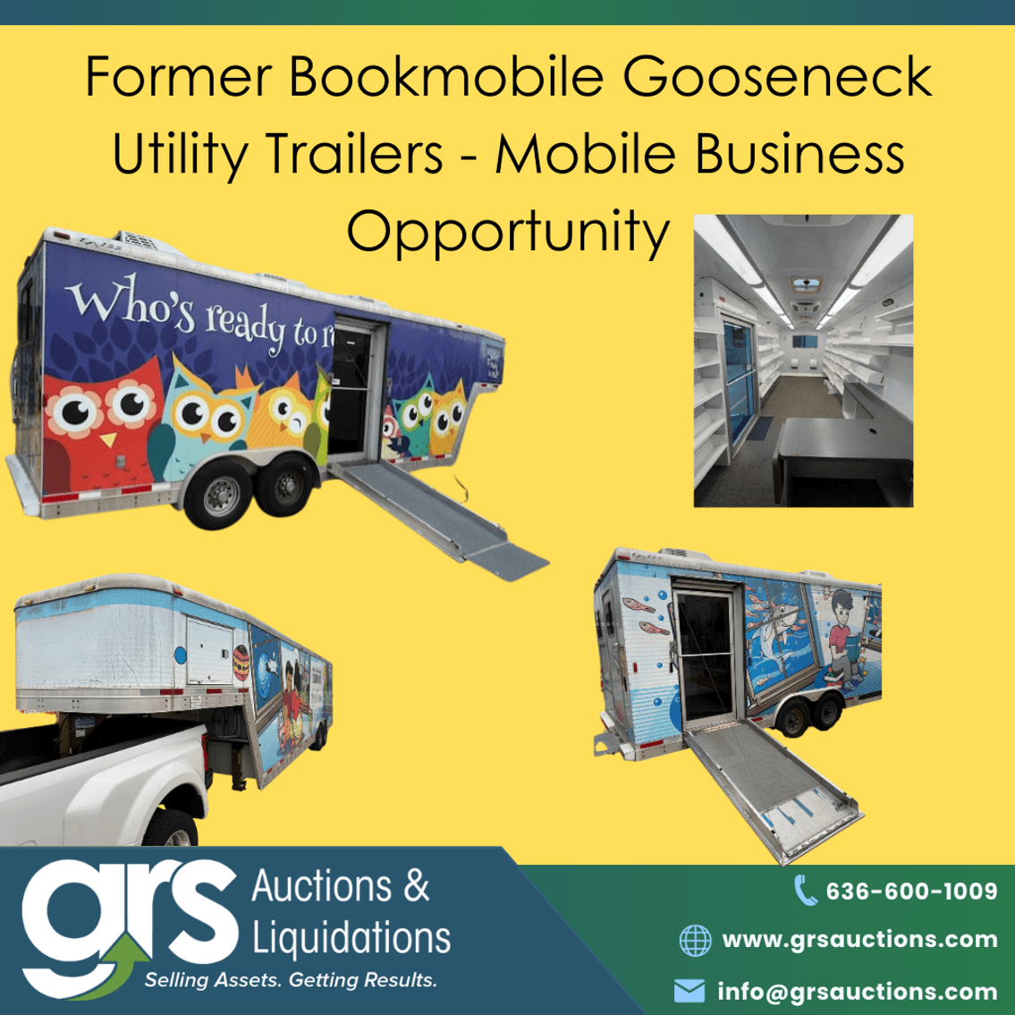 Former Bookmobile Gooseneck Utility Trailers - Mobile Business Opportunity