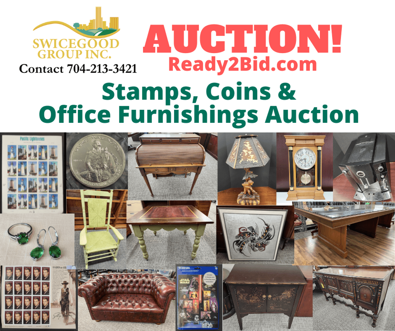 Stamps, Coins & Office Furnishings Auction