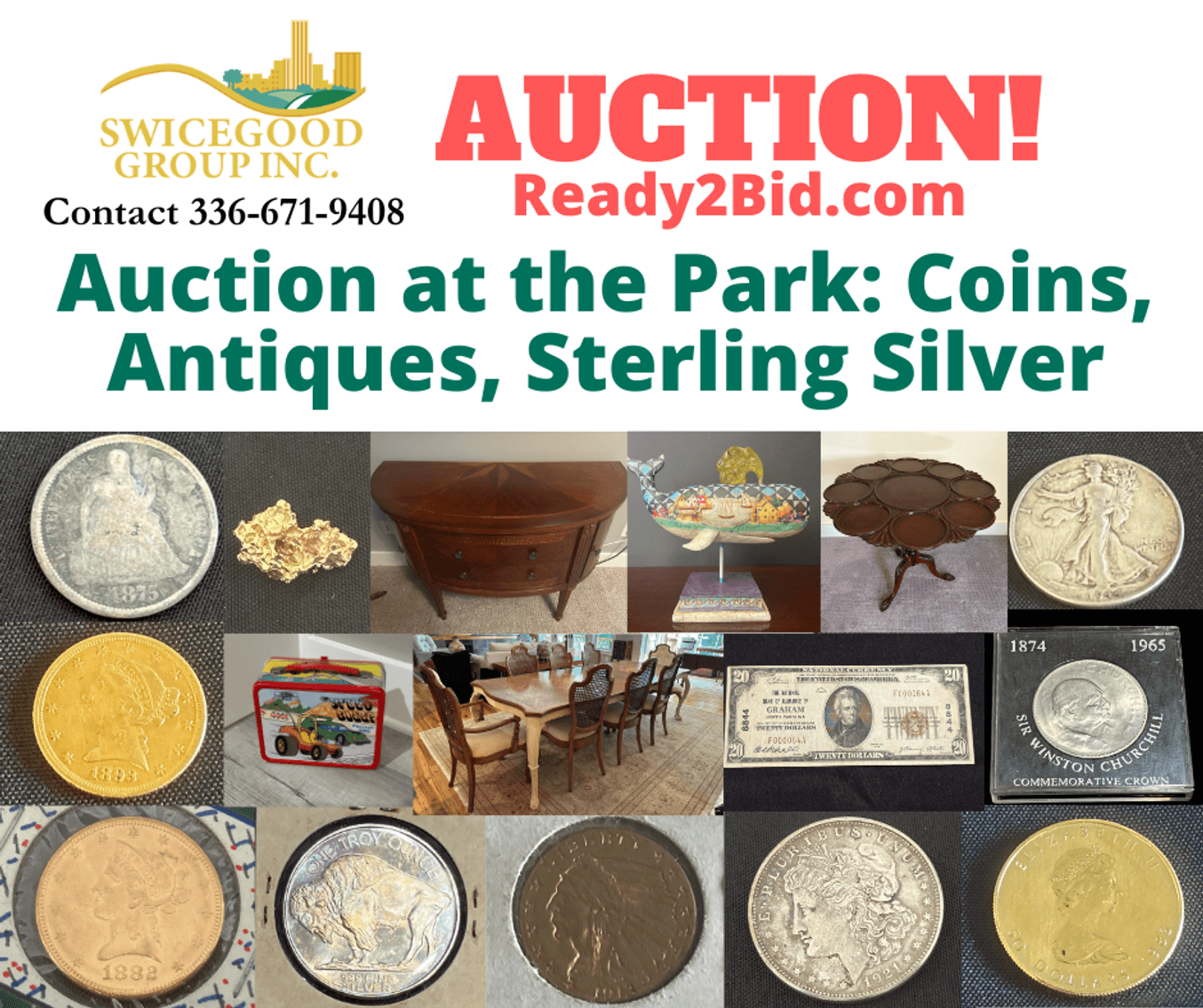 Auction at the Park: Coins, Antiques, Sterling Silver