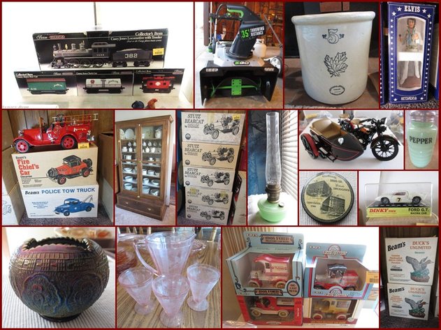 Lindholm Jim Beam Collection, Die Cast Banks, Depression Glass & Household