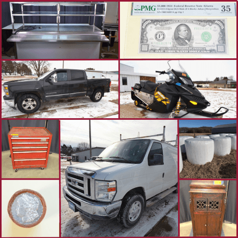 CHEVY TRUCK, FORD VAN, SILVER COINS, HAY, AND MORE - Mondovi, WI