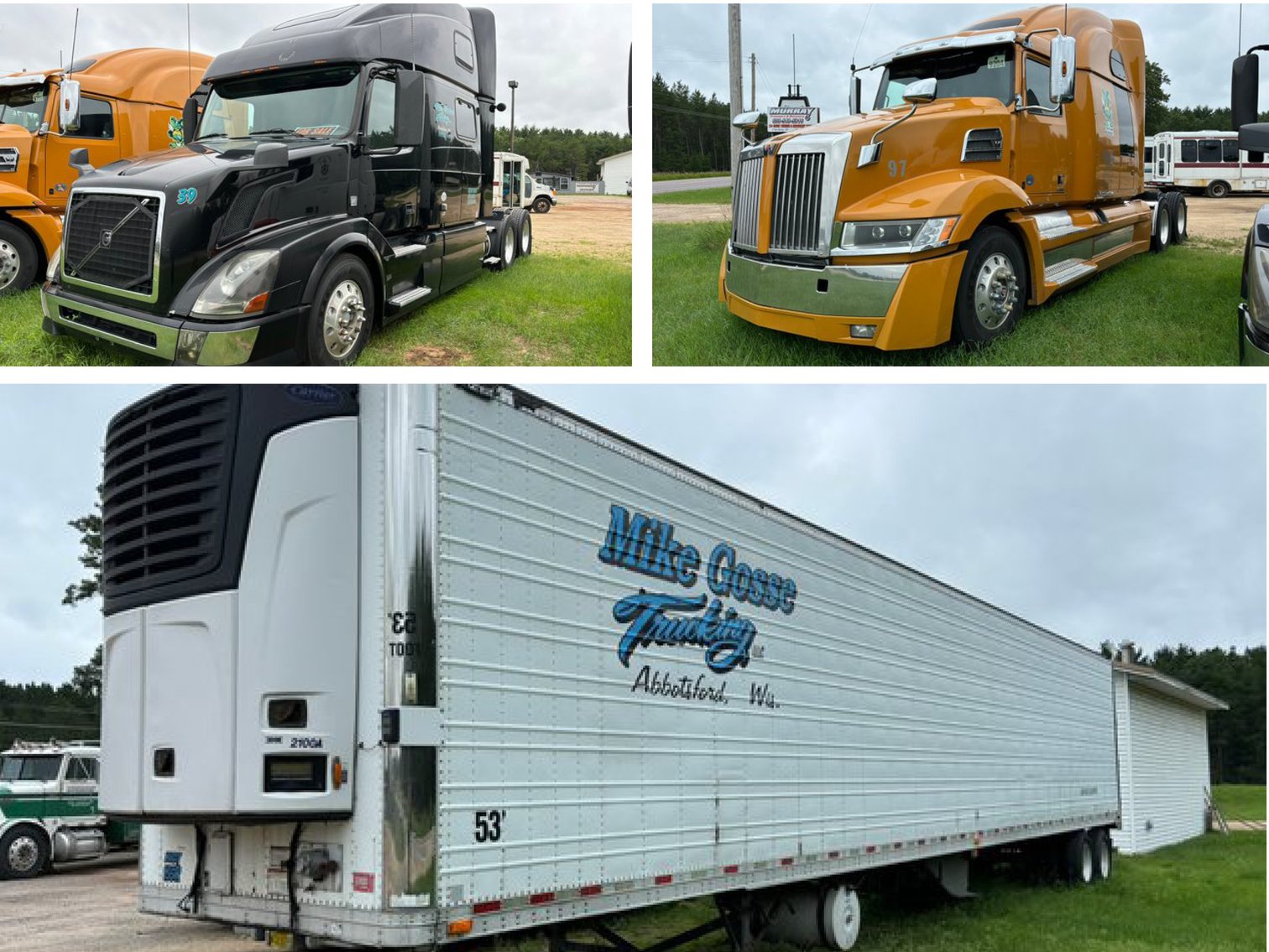  2013 Volvo Double Bunk Semi, 2019 Western Star 5700XE, 2012 Great Dane 53' Reefer Trailer