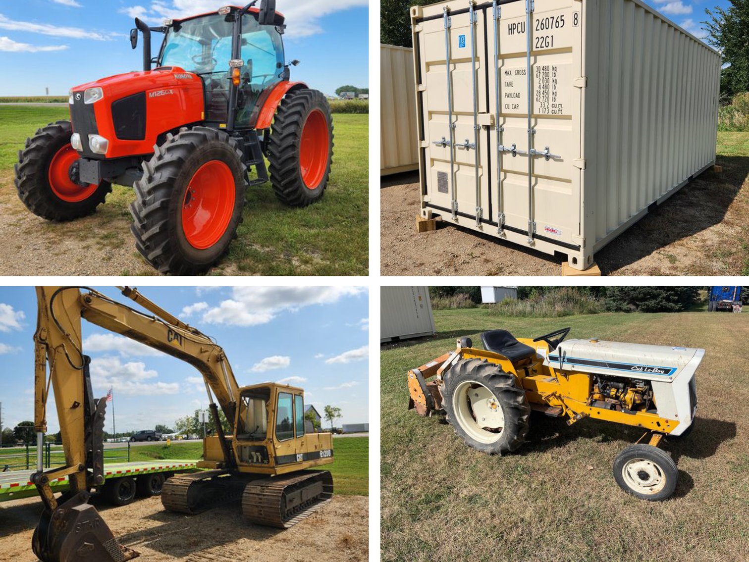 Farm/Shipping Containers, Trailers, Excavator & More