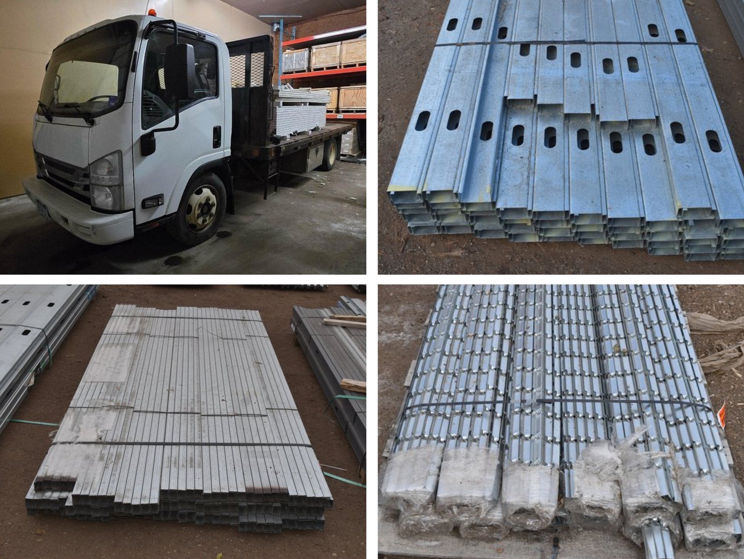 2015 Isuzu NPR Flatbed Truck, Steel Studs, Galvanized Ceiling Wire, C Tracks, & Channel