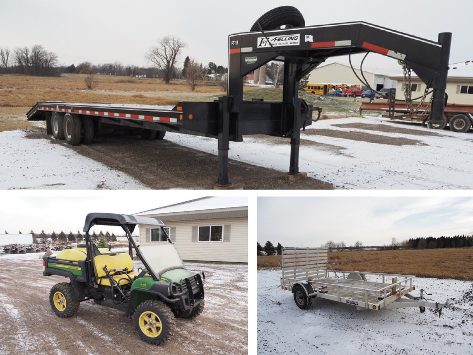 John Deere 825i UTV Gator 4WD, (3) Flatbed Trailers, (2) Enclosed Trailers (132474)