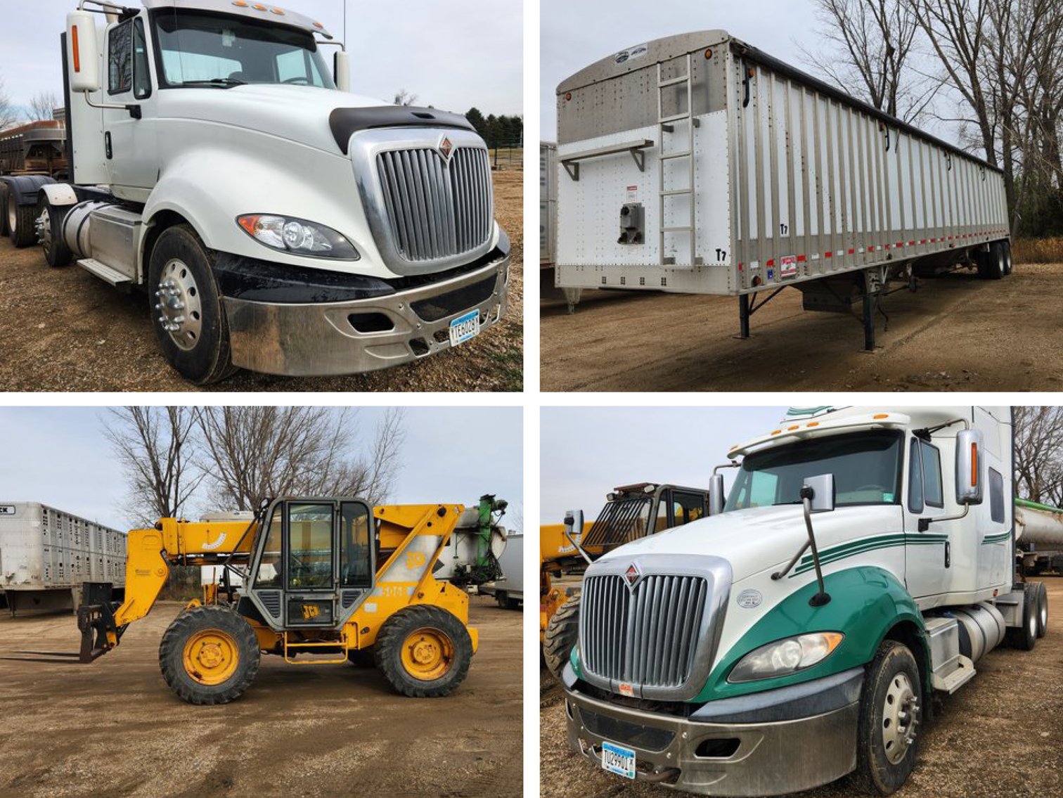 Semi Tractors, Grain & Livestock Trailers, Equipment Trailers, UVT, Snowmobiles, Lumber and More