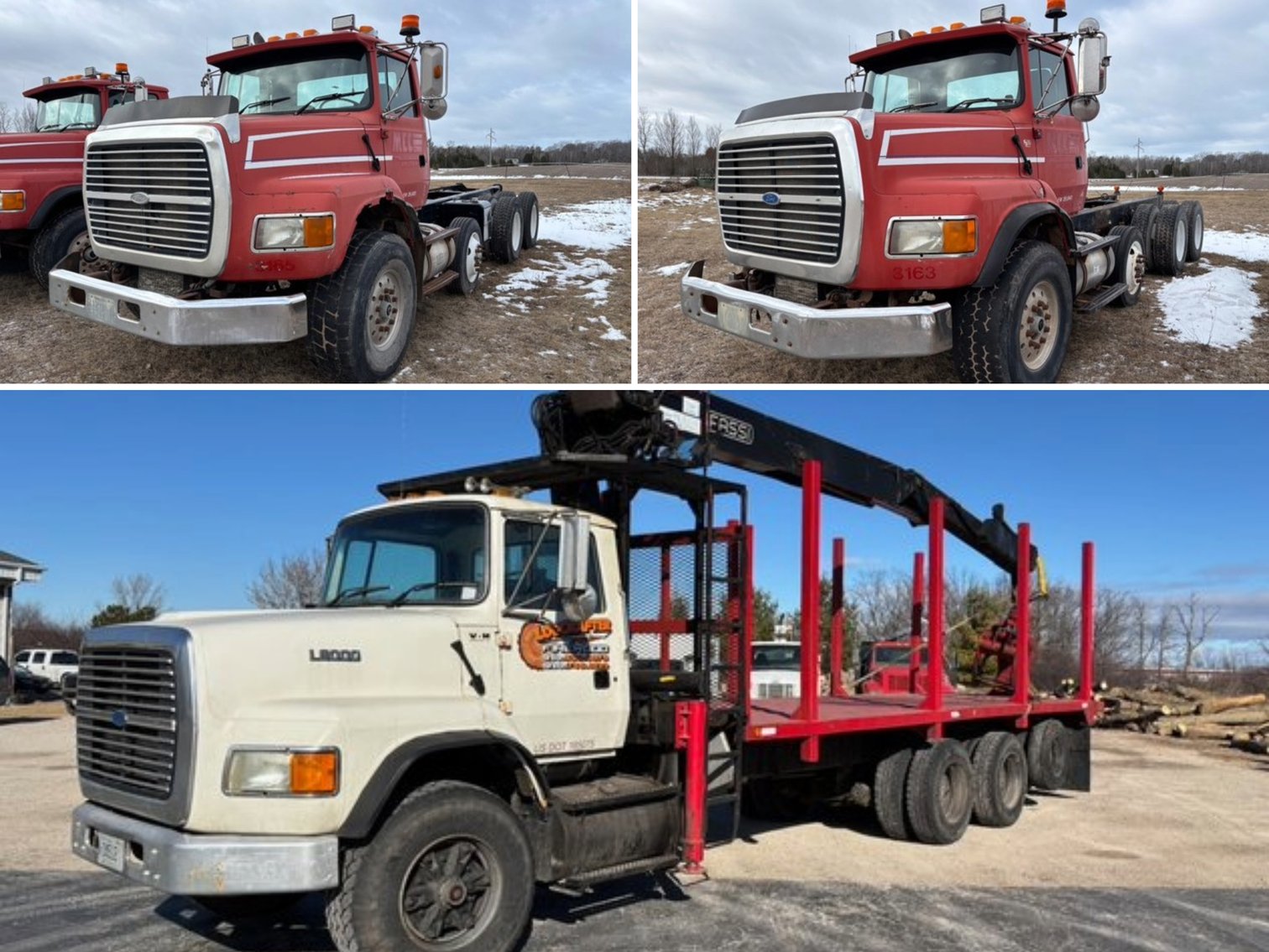 1996 Ford L9000 Boom Truck, (2) 1997 L 9000 Fords, Log Splitters & Equipment (134866)