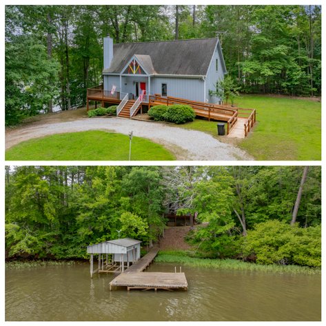 3 BR/2 BA Lake Gaston Waterfront Home w/Boat House on 1.17 +/- Acre Deep Water Lot--ONLINE ONLY BIDDING!!