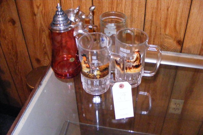 Assorted beer mugs & German stein