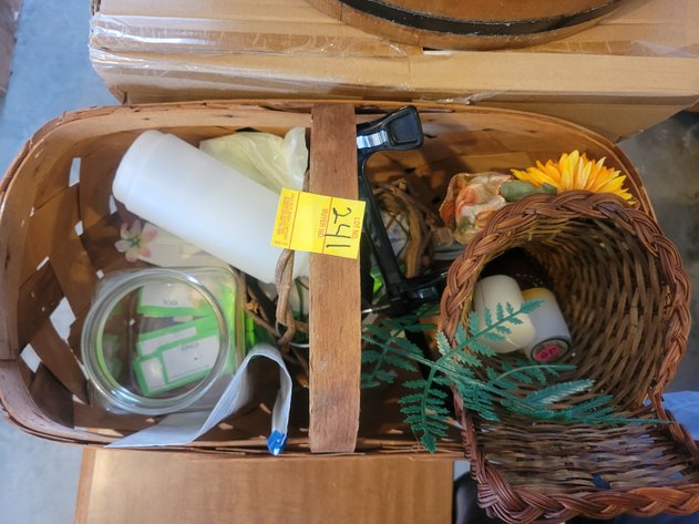 Assorted baskets, cannisters