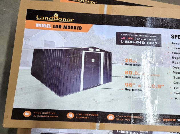 LandHonor 8' x 10' Galvanized Apex Roof Metal Shed - LHR-MS0810