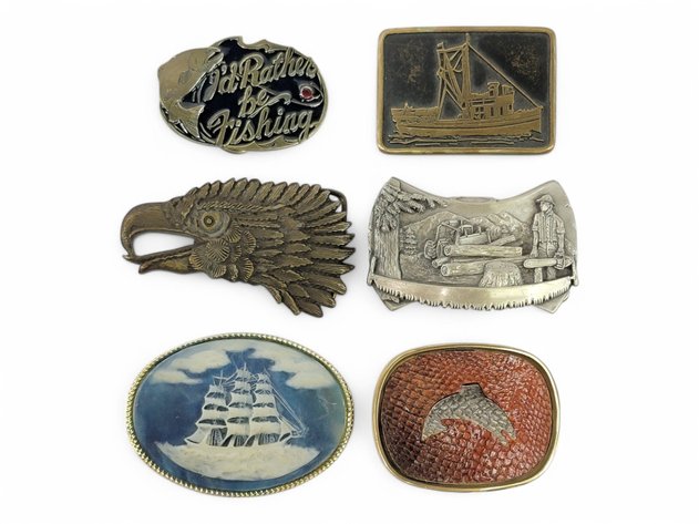 6x Assorted Belt Buckles 