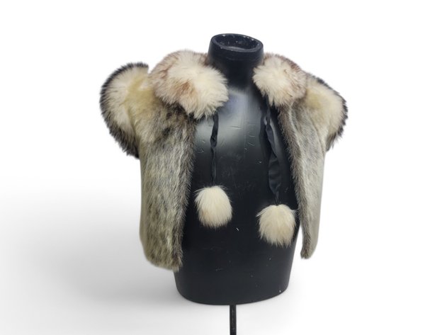 Seal Fur Vest w/ Pom-Poms