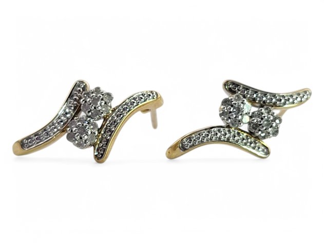 10k Yellow Gold Diamond Earrings 