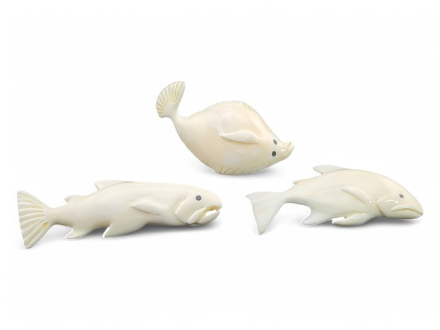 Carved Ivory Fish Pins