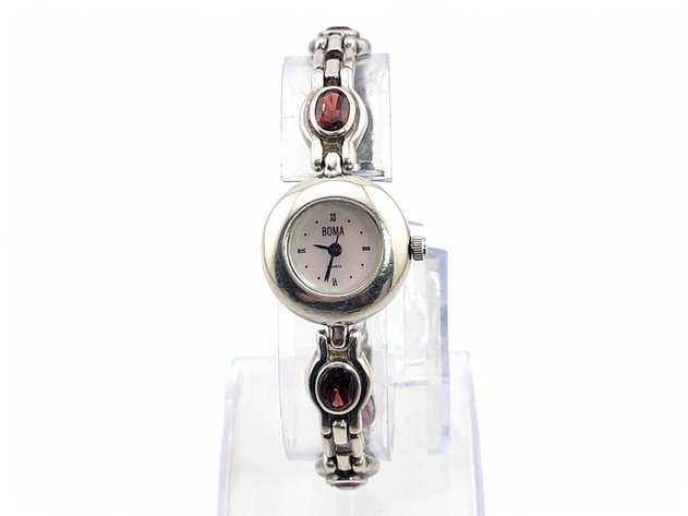 Boma Sterling Silver & Garnet Wristwatch