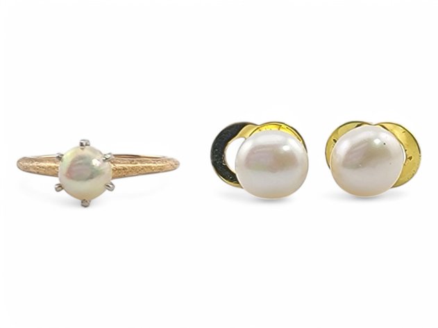 14k Yellow & White Gold Pearl Ring