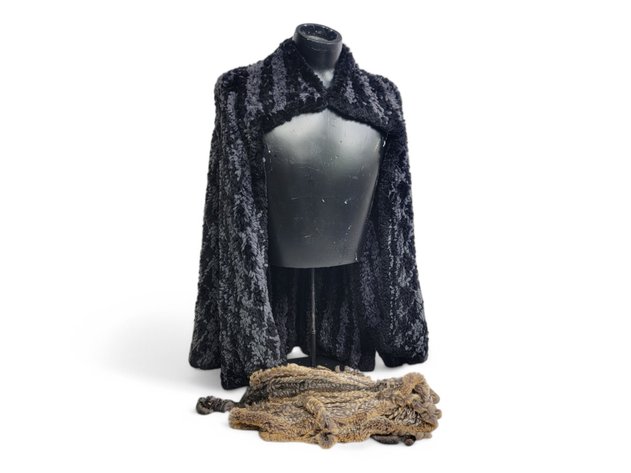 Sheared Beaver Fur Jacket w/ Fur Scarf