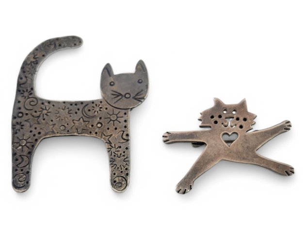 Sterling Silver Cat Pins