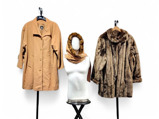 Dennis Basso Coats & Hooded Scarf