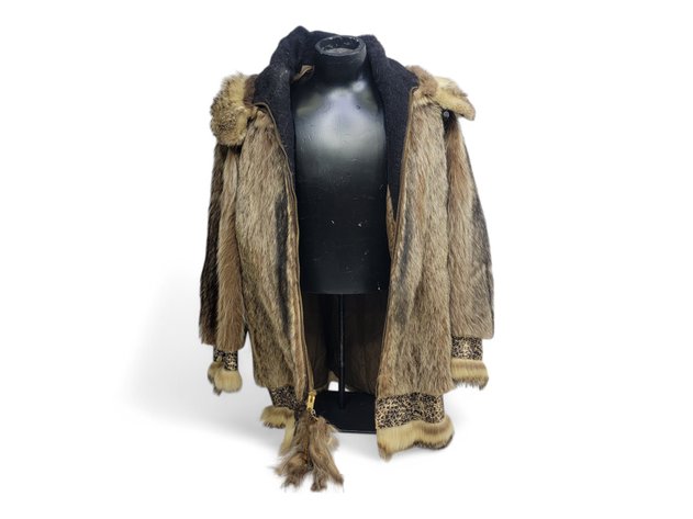 Raccoon Fur Coat w/ Coyote Ruff