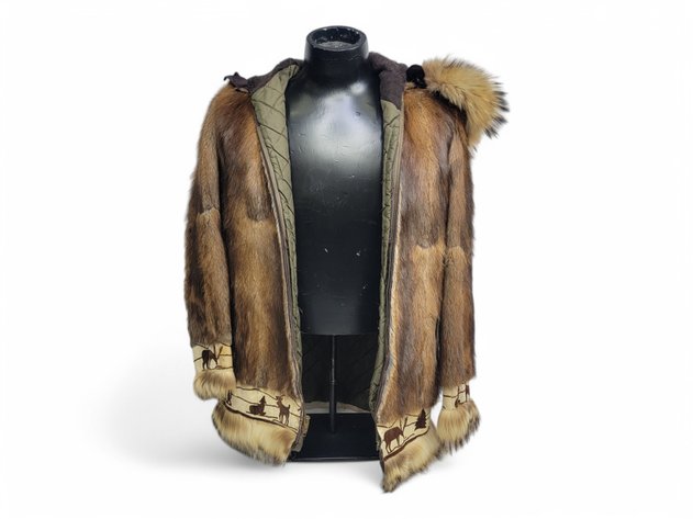 Beaver Fur Coat w/ Alaskan Wildlife Trim