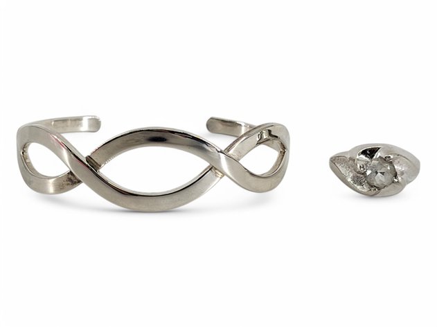 Sterling Silver Ring & Cuff Bracelet