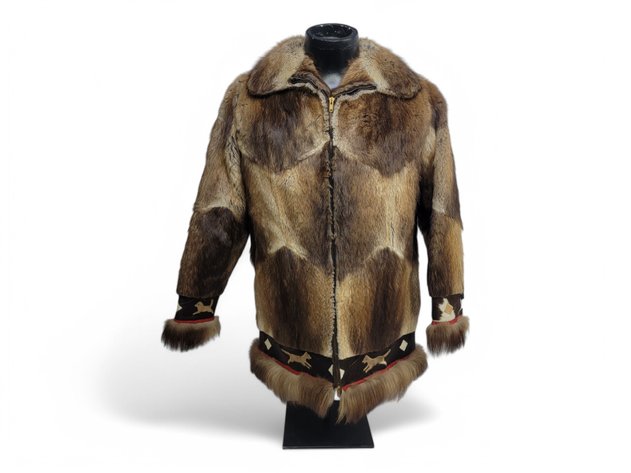 Beaver Fur Coat w/ Alaskan Wildlife Trim