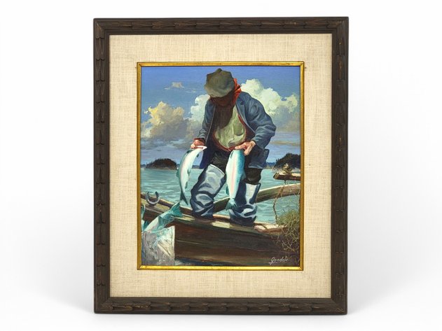 Harvey Goodale ''Beach Hand Seiner'' Oil Painting