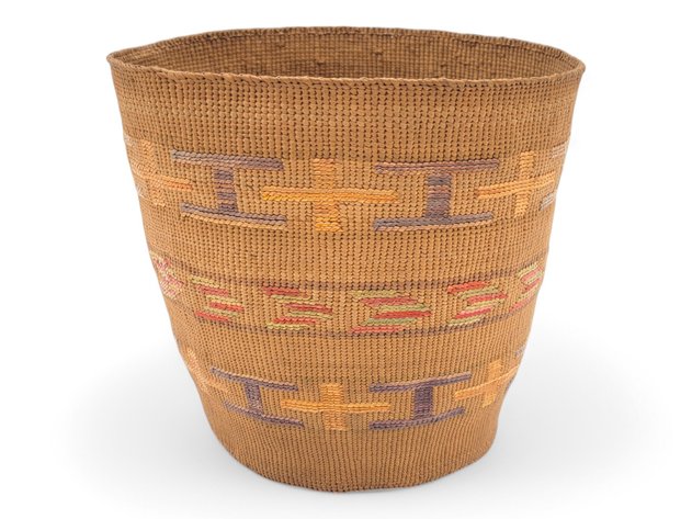 Tlingit Spruce Root Berry Basket w/ Polychrome Accents