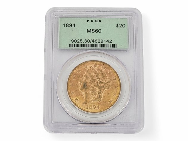 PCGS MS60 1894 $20 Liberty Head Double Eagle Gold Coin