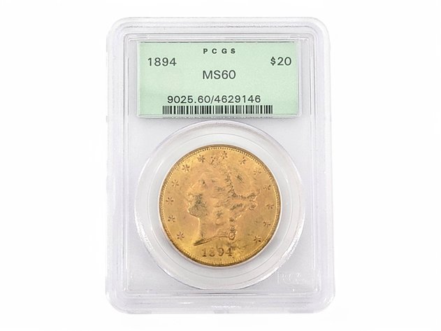 PCGS MS60 1894 $20 Liberty Head Double Eagle Gold Coin