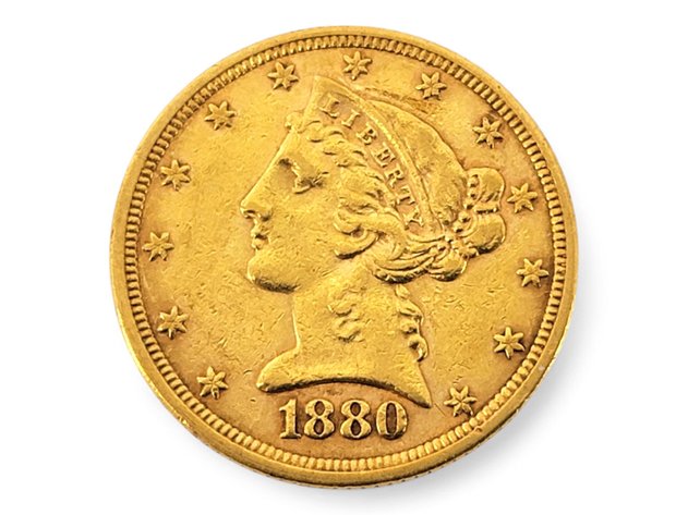 1880 $5 Coronet Head Gold Half Eagle Coin