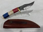 Handmade Damascus Steel Knife With Leather Sheath