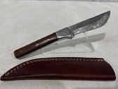 Handmade Damascus Steel Knife With Leather Sheath