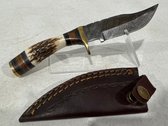 Handmade Damascus Steel Knife With Leather Sheath