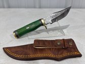 Handmade Damascus Steel Knife With Leather Sheath