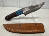 Handmade Damascus Steel Knife With Leather Sheath