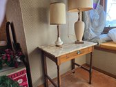 Granite Top Table and Two Lamps