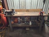 Shop Bench With Vise And Grinder 