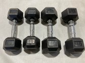 15-10 Lb.Rubber Hex Dumbbells