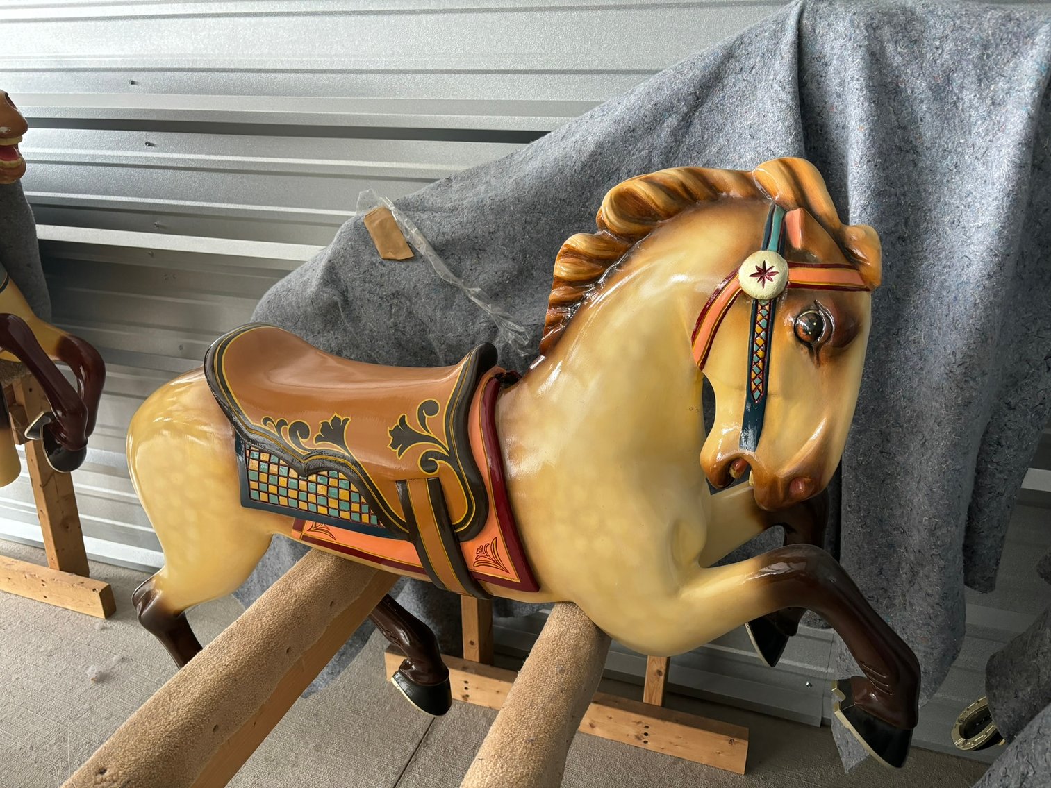 (32) Original Wooden Hand-Carved Carousel Horses: Fully Restored