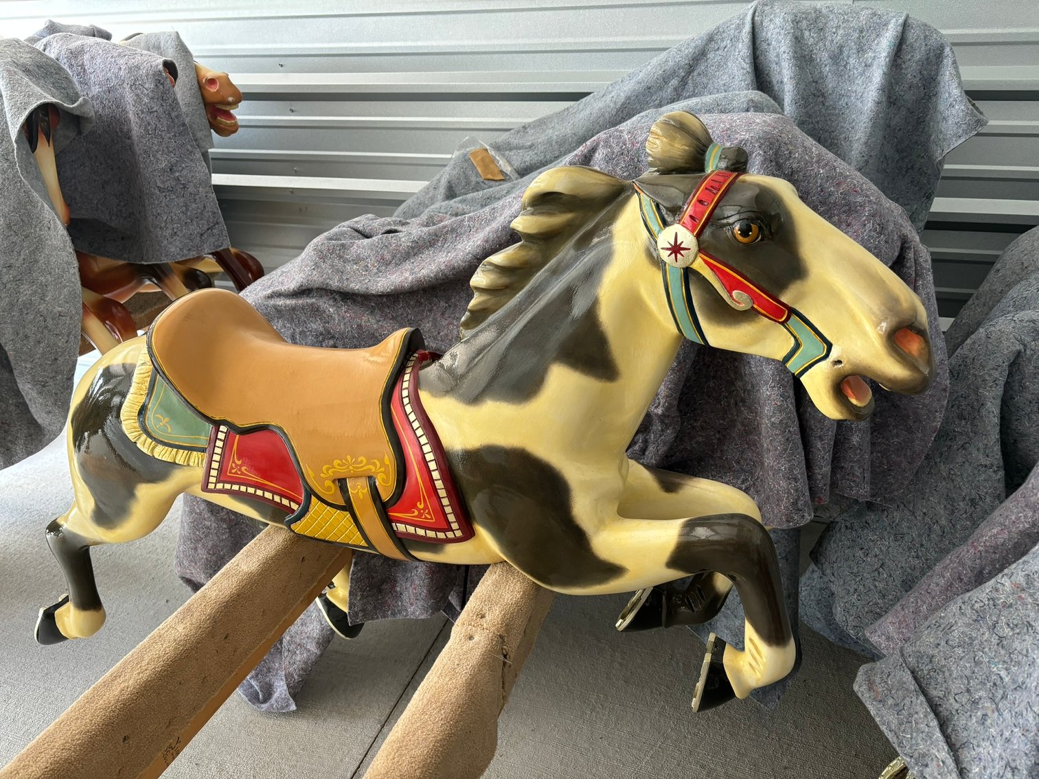 (32) Original Wooden Hand-Carved Carousel Horses: Fully Restored