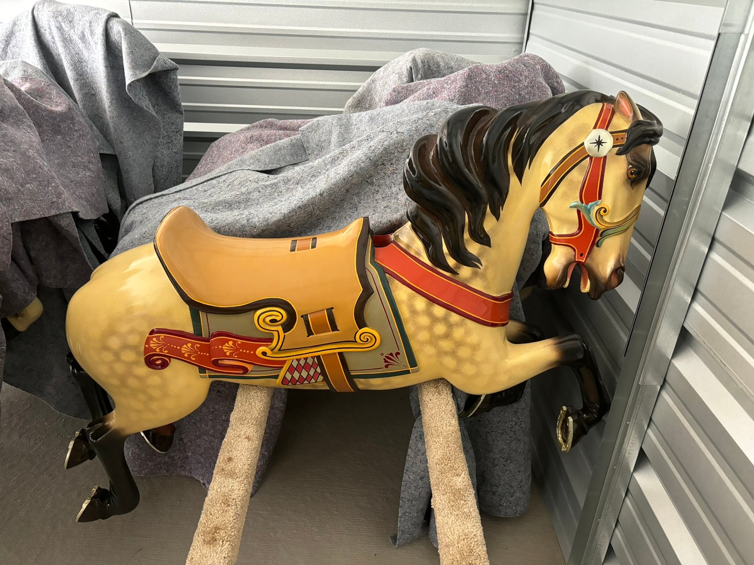 (32) Original Wooden Hand-Carved Carousel Horses: Fully Restored