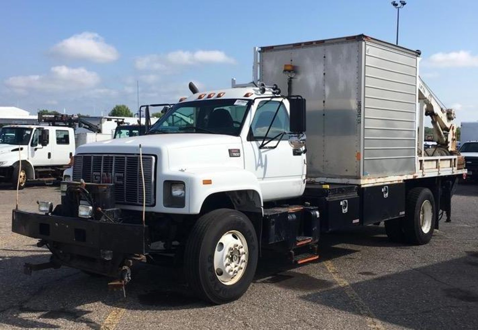 (2) Flatbed Trucks With Crane - (1) Boom Truck