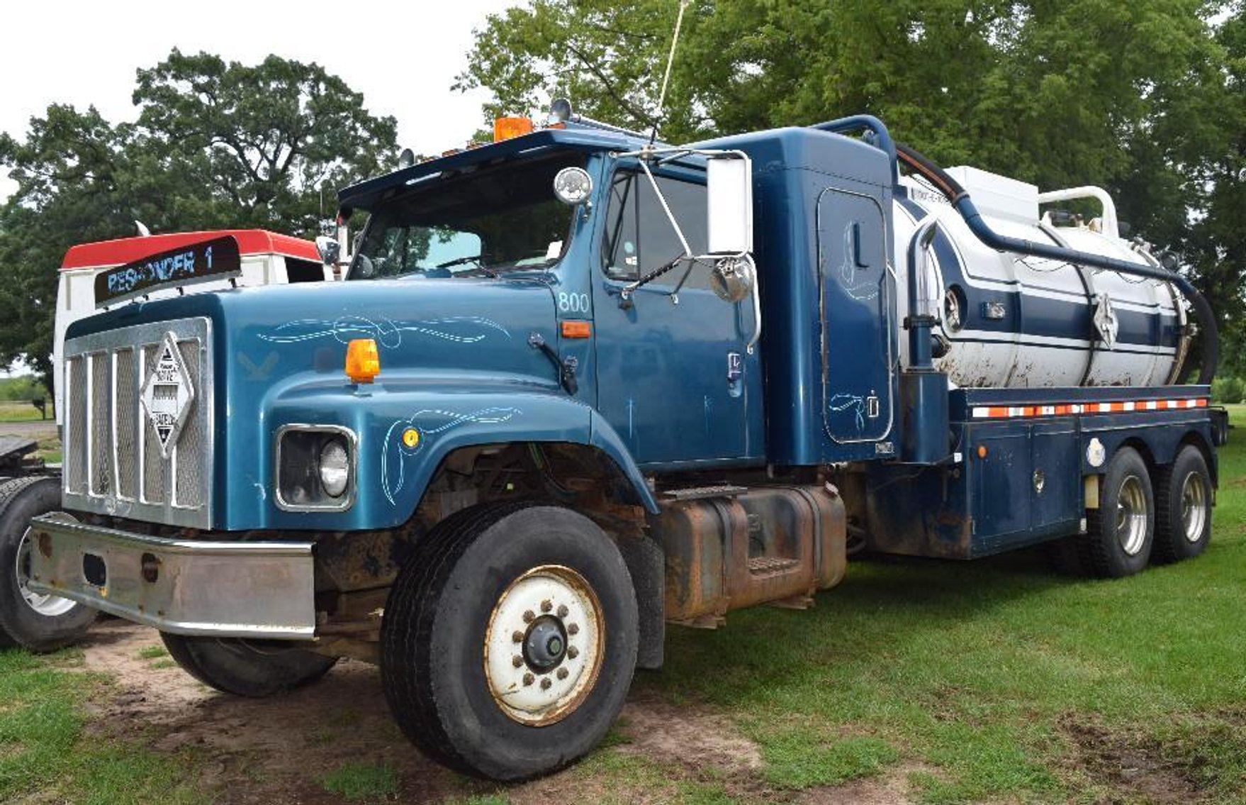 (2) Fords & (1) IH Sewer Pumper Trucks, Western Star Semi, Flatbed Semi Trailer